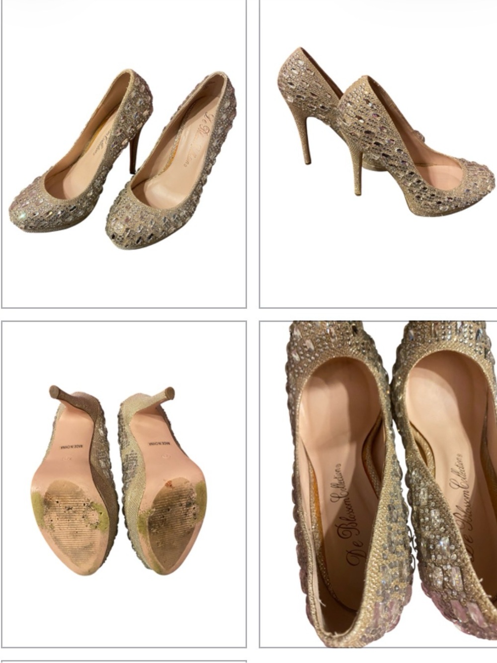 Embellished Gold Women's High Heel Pumps